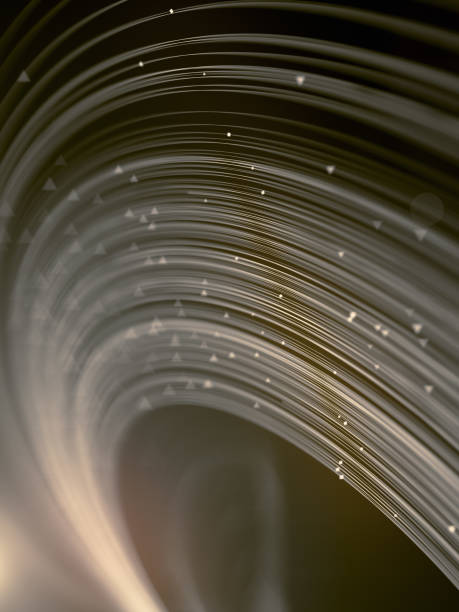 istock Hypnotic wavy white rings on a dark with small beads. 3d render. Depth of field 1286407463
