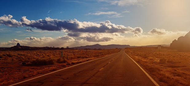 Single line road country side Arizona USA