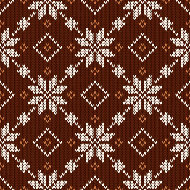 ilustrações de stock, clip art, desenhos animados e ícones de vector illustration with snowflakes. holiday background. - christmas cardigan woven pattern