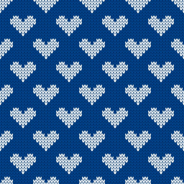 ilustrações, clipart, desenhos animados e ícones de padrão de malha sem costura com corações. ilustração vetorial para o dia dos namorados. - knitting sweater crochet wool