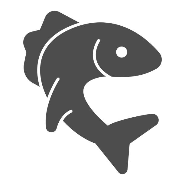 ryba szczupak stałe ikony, koncepcja rynku ryb, pike połowów godło na białym tle, ikona ryby w stylu glif dla koncepcji mobilnej i projektowania stron internetowych. grafika wektorowa. - minnow stock illustrations