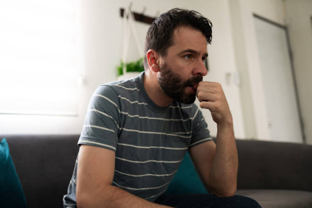 istock Man with anxiety looking worried and stressed 1286432752