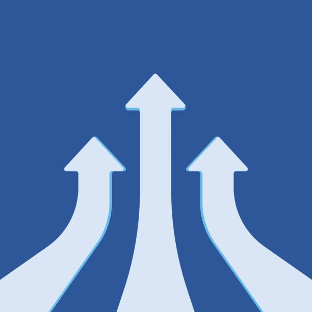 istock business arrow target direction concept to success. Finance growth vision stretching rising up. banner flat style vector illustration. Return on investment ROI. chart increase profit 1286433504