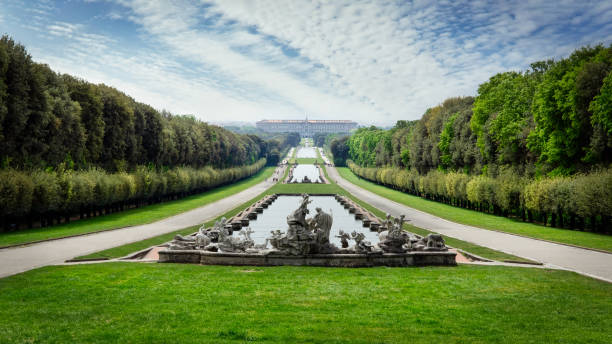 Royal Gardens Caserta, Campania / Italy - April 26, 2013:  The gardens of the Caserta Palace, a UNESCO World Heritage Site from the 18th century. palace photos stock pictures, royalty-free photos & images