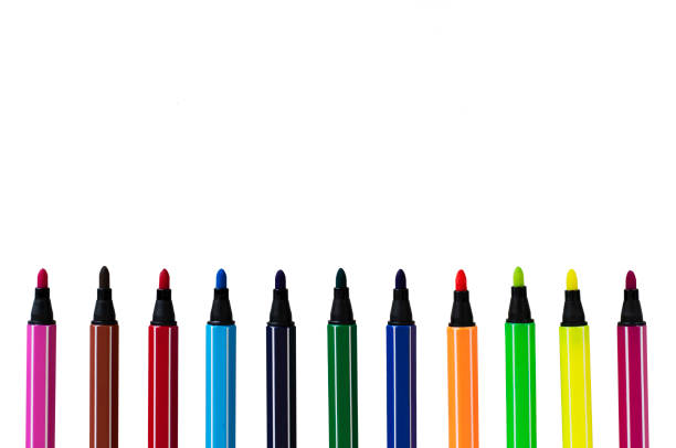 istock Color pens isolated on white background, close up, use for presentation background or graphic resource 1286436301