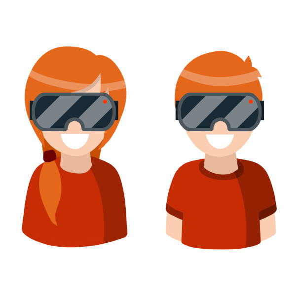 istock Young boy and girl in VR glasses. Virtual reality. 1286440524