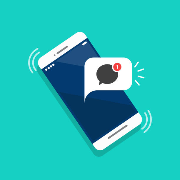 New message notification on the smartphone screen New message notification on the smartphone screen. Vector illustration unread messages illustrations stock illustrations