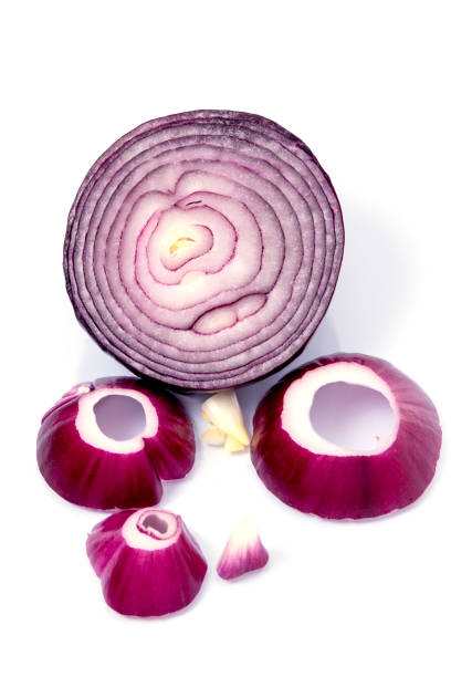 istock Red onion sliced on a white background, insulated, copy space, background, advertising, wallpaper 1286445596