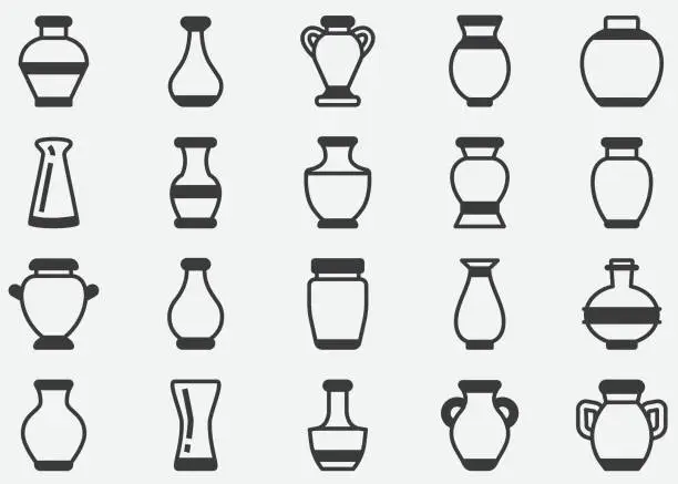 Vector illustration of Vase , Bottle, Earthenware, Glass , Jar ,Handmade Pixel Perfect Icons