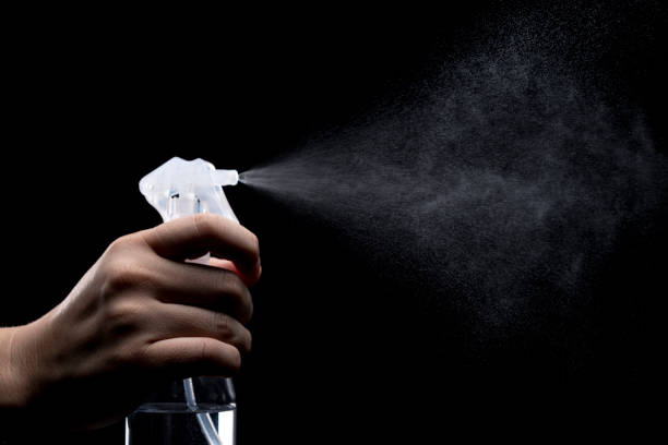 istock Alcohol disinfection with a spray bottle 1286447415