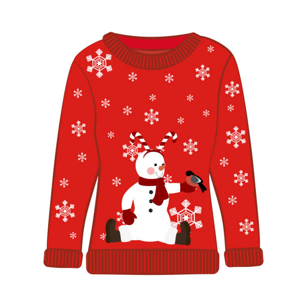 istock Christmas party ugly sweater with snowman vector illustration 1286454162