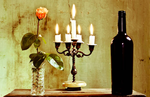 Some candles, wine and roses to celebrate