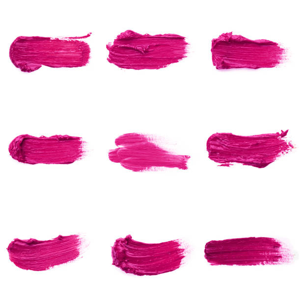istock Lipstick smear smudge swatch isolated on white background. Cream makeup texture. Bright red color cosmetic product brush stroke swipe sample 1286458046