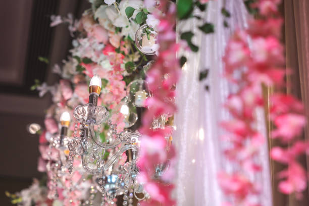 istock pink flower hangings in stage decoration 1286459058