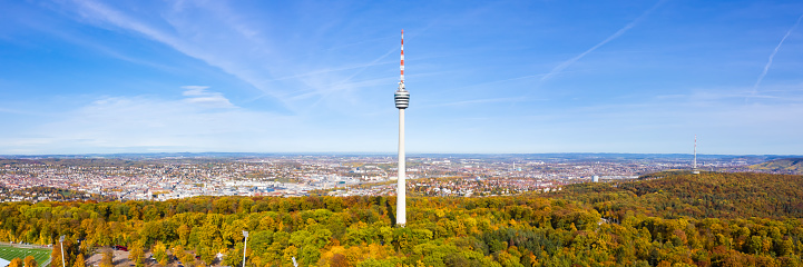 Stuttgart tv tower skyline aerial photo view town architecture travel panorama in Germany