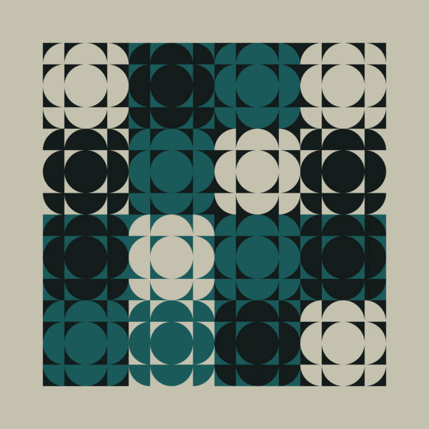 抽象的なベクトルパターンデザインと幾何学的形状を用いたミッドセンチュリー・ビューティック・アートワーク - wallpaper pattern wallpaper 1950s style ornate点のイラスト素材／クリップアート素材／マンガ素材／アイコン素材