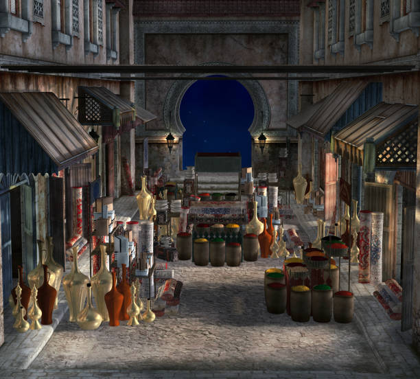 mercado mágico à noite - medieval market - fotografias e filmes do acervo