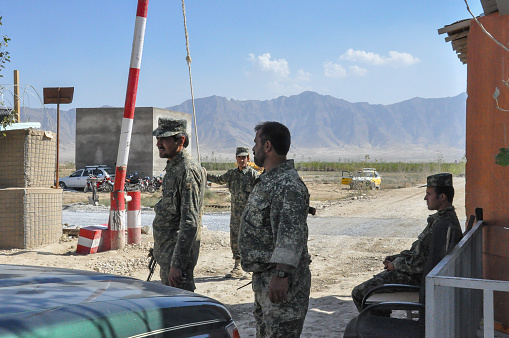 Armed Soldiers at Checkpoint near Kabul, Afghanistan 07.10.2012