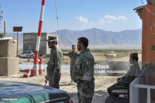 Checkpoint Scene Near Kabul Afghanistan Stock Photo - Download Image Now - Security Barrier, Afghanistan, Road