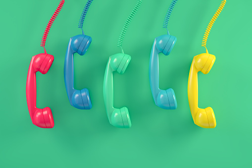 3d rendering of Hanging Old Telephone Handset Background.