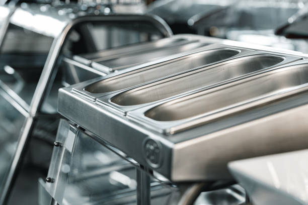 istock Industrial kitchen metal trays for buffet catering 1286468951