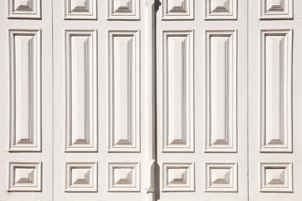 Old monumental wooden door,  full frame view. Galicia, Spain.