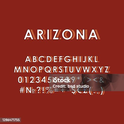 istock Arizona vintage 3d vector alphabet set 1286471755