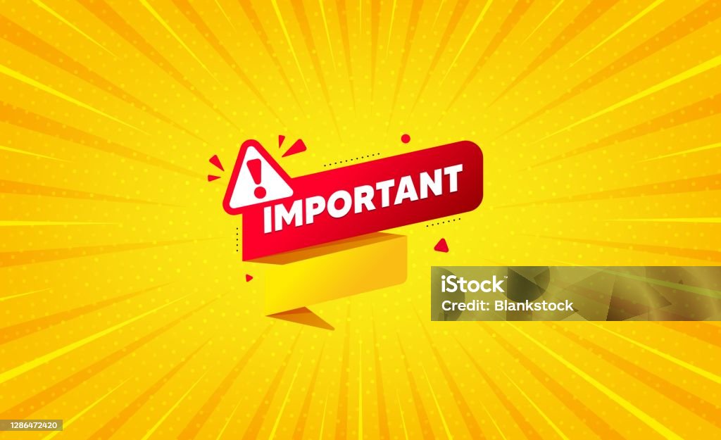 Important Header Sign Important Paper Banner Attention Message Tag Vector Stock Illustration ...