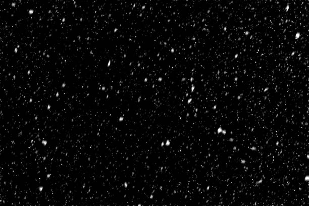 istock Falling snow on black background. Magic snowfall in the Christmas night. Design element, multi-layered effect. 1286473895