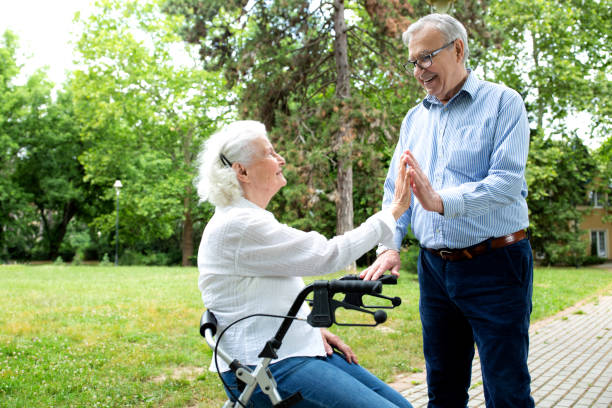 istock Senior couple in the park taking a break for a moment 1286479184