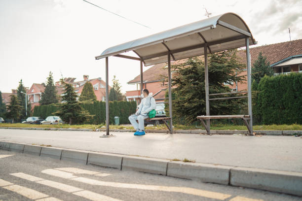 istock Today work is done, now i am waiting for a bus to go home 1286479592