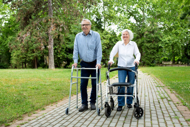 istock Senior couple in a relaxing stroll through the park 1286479822