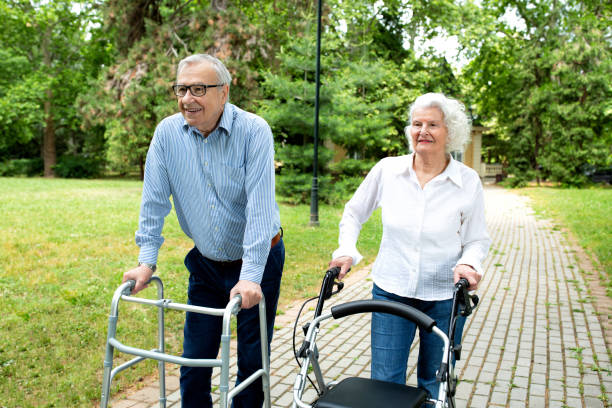 istock Senior couple in a relaxing stroll through the park 1286480939