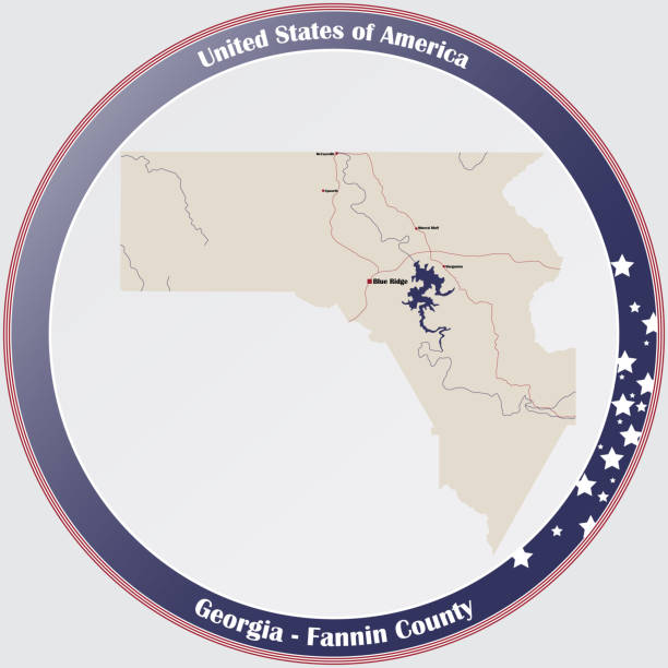 ilustraciones, imágenes clip art, dibujos animados e iconos de stock de mapa del condado de fannin en georgia - blue ridge mountains mountain mountain range appalachian mountains