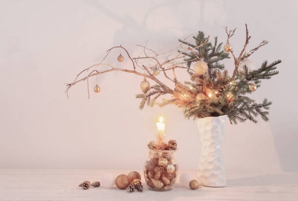 istock Christmas composition in white vase on white background 1286482736