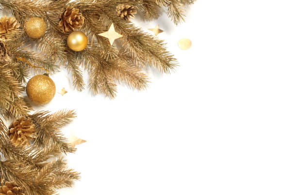 istock golden Christmas decorations isolated on white background 1286482749