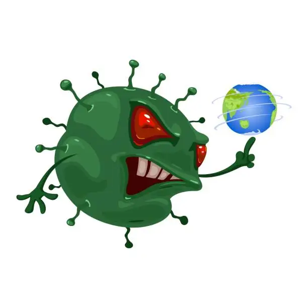 Vector illustration of Cartoon monster virus and planet