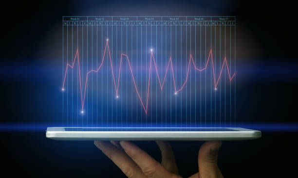 istock Male Hand Holding Digital Tablet With Economic Chart On Virtual Screen 1286485444