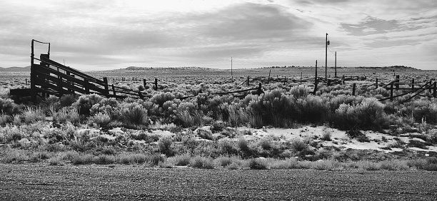 An historic cattle pen in fort rock oregon usa