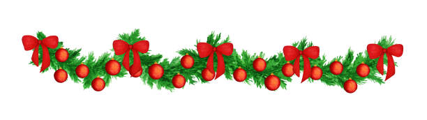 istock Hand drawn colorful watercolor composition of Christmas tree branches, garland, red baubles, toys and bows. Isolated on white. Happy New Year and Christmas illustration for greeting card, invitation 1286508030