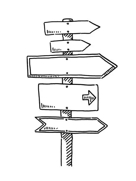 Vector illustration of Blank Directional Signs Drawing