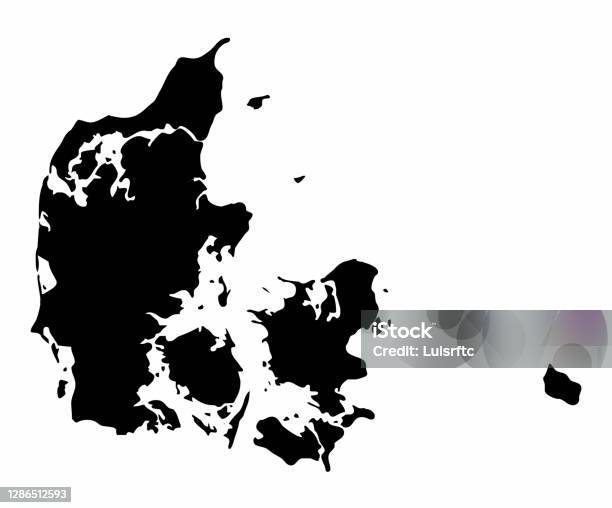 丹麥剪影地圖向量圖形及更多丹麥圖片 - 丹麥, 地圖, 矢量圖