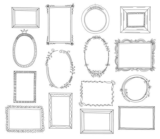 ilustrações de stock, clip art, desenhos animados e ícones de cute hand drawn doodle frames illustration set . cartoon style. vector. - crown black banner white