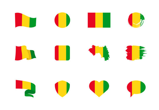 istock Flags of Guinea - flat collection. Flags of different shaped twelve flat icons. 1286513852