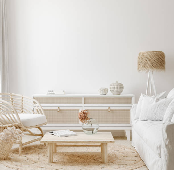 istock Cozy home interior background, Coastal style living room 1286518369