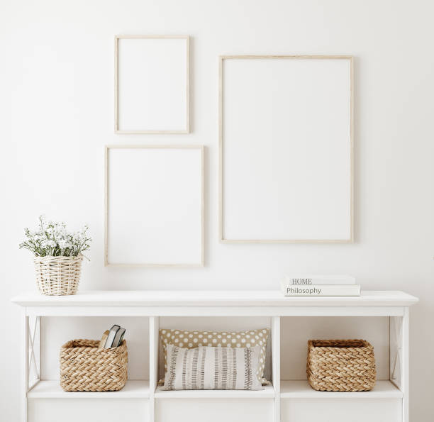 istock Poster frame mockup in white clear hallway interior 1286518382