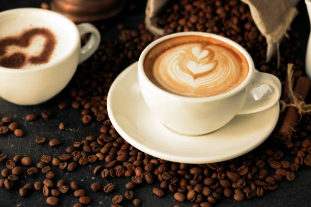 istock Latte art on a tide of coffee beans 1286520359
