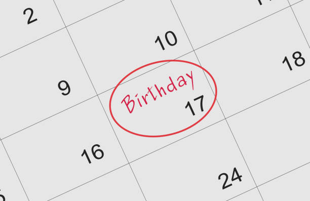 istock Birthday Date Marked With Red Circle On Calendar, Collage In Minimalistic Style 1286524259