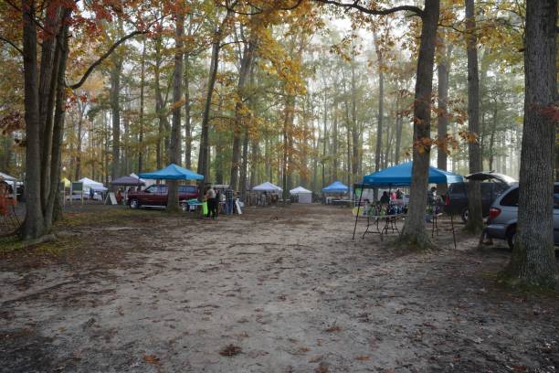 A weekly farmers market in Autumn on an early November day in Ocean Pines, Maryland brings local farmers, craft vendors and gardeners out to see their produce to this small easter shore community near Ocean City