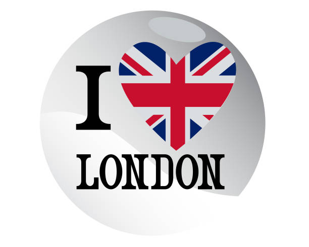 London Emblem with British flag and words I love London London Memorabilia stock illustrations